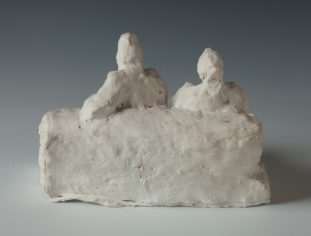 053 Two Figures on Couch  h 6" x w 8.25" x d 7"  plaster
