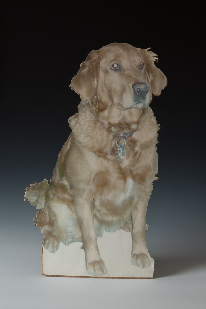 076 Nick and Tami's Dog  h 27.5"  paper sculpture