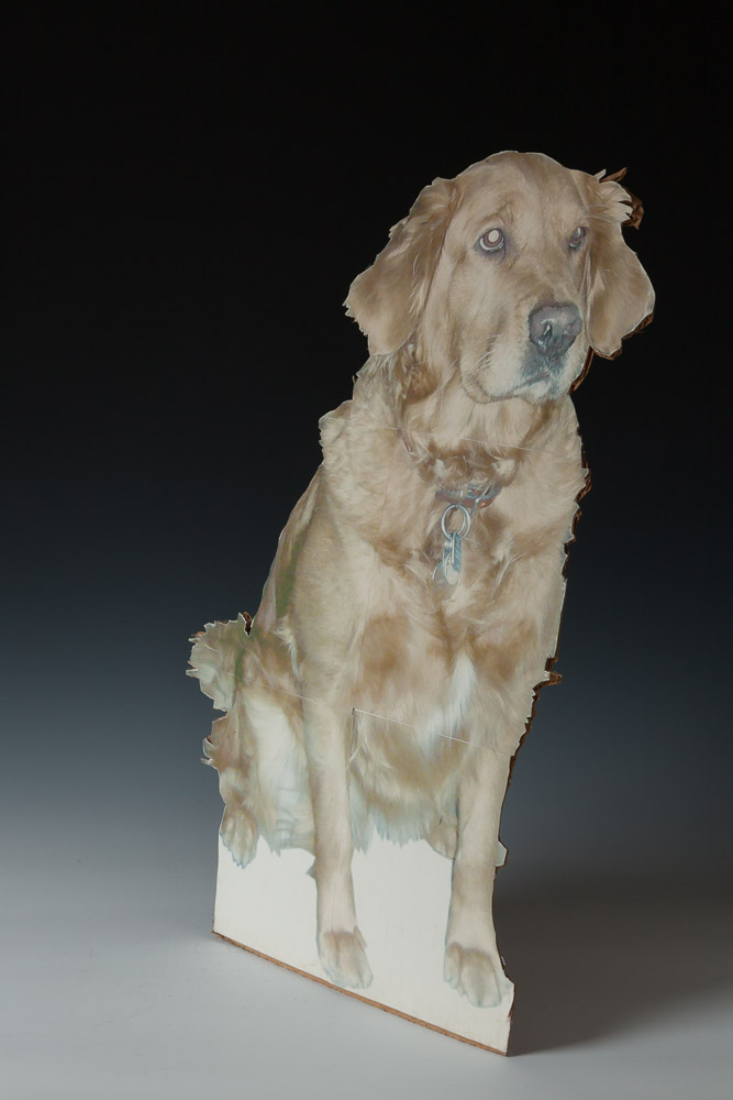 076 Nick and Tami's Dog  h 27.5"  paper sculpture